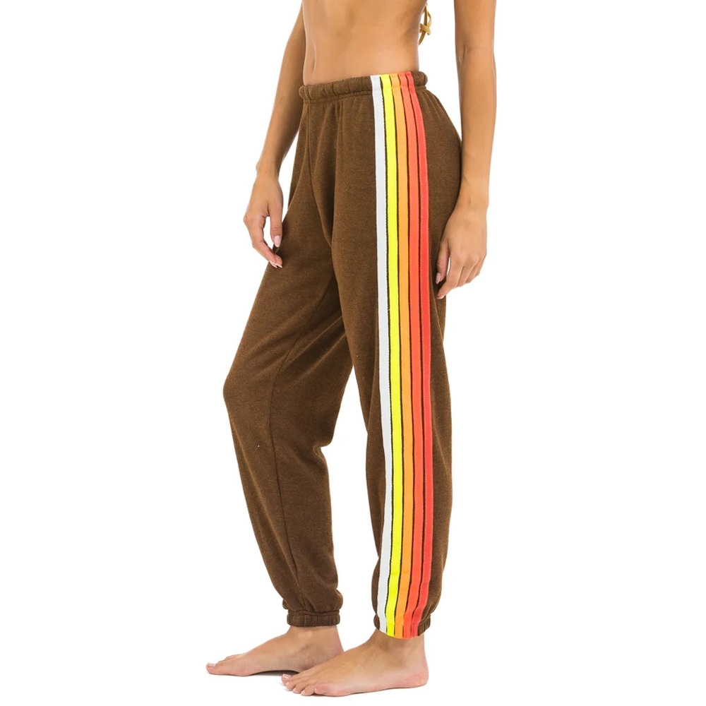 Aviator Nation Brown Joggers with Multicolor Stripes